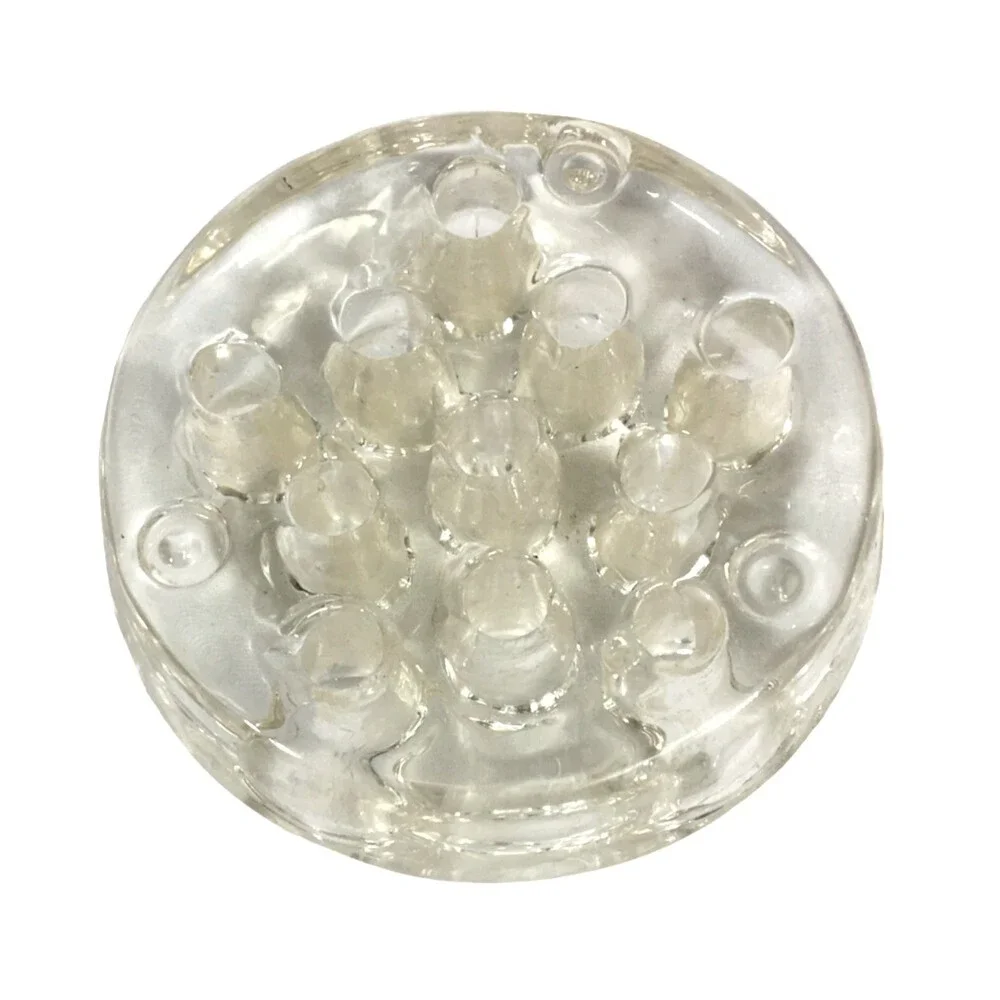 Vintage Clear Glass Flower Frog Domed Crystal 11 Holes 3